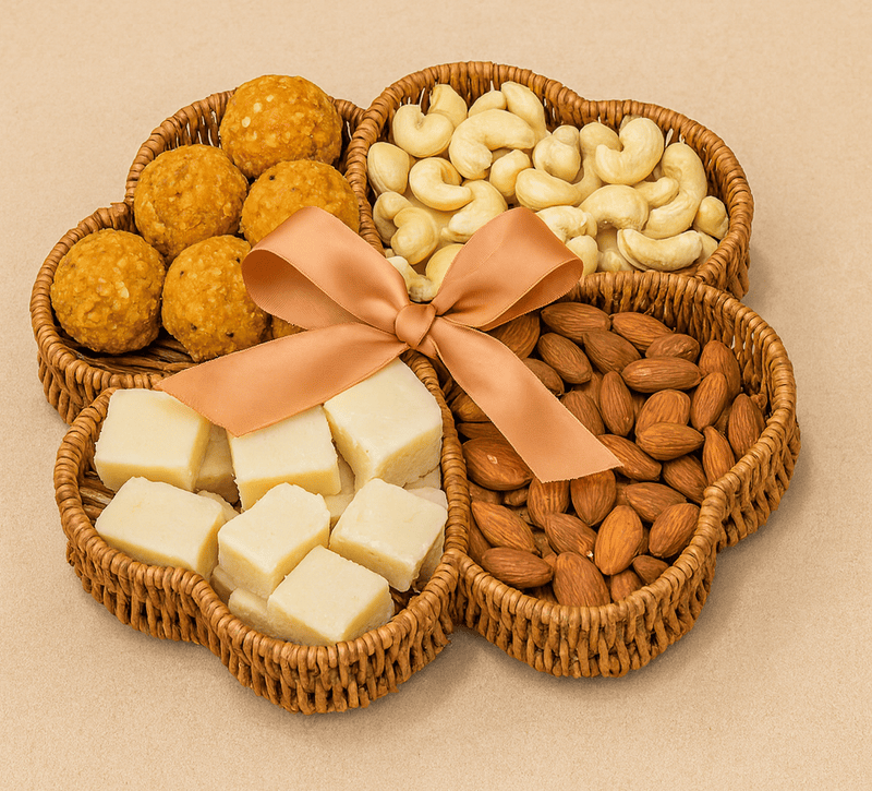 Flower Platter Basket with Compartments