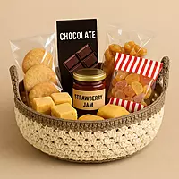 Round Crochet Handwoven Basket with handles