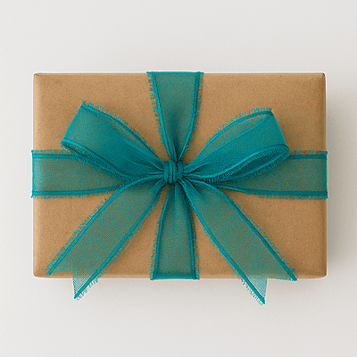 Luxe Arabian Green Sheer Ribbon with Fringed Edges