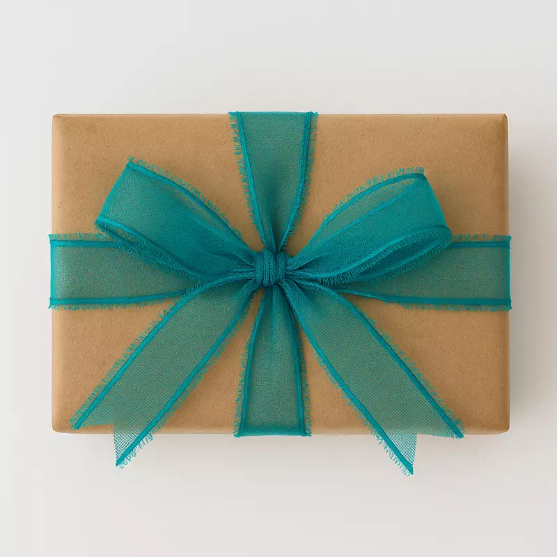 Luxe Arabian Green Sheer Ribbon with Fringed Edges