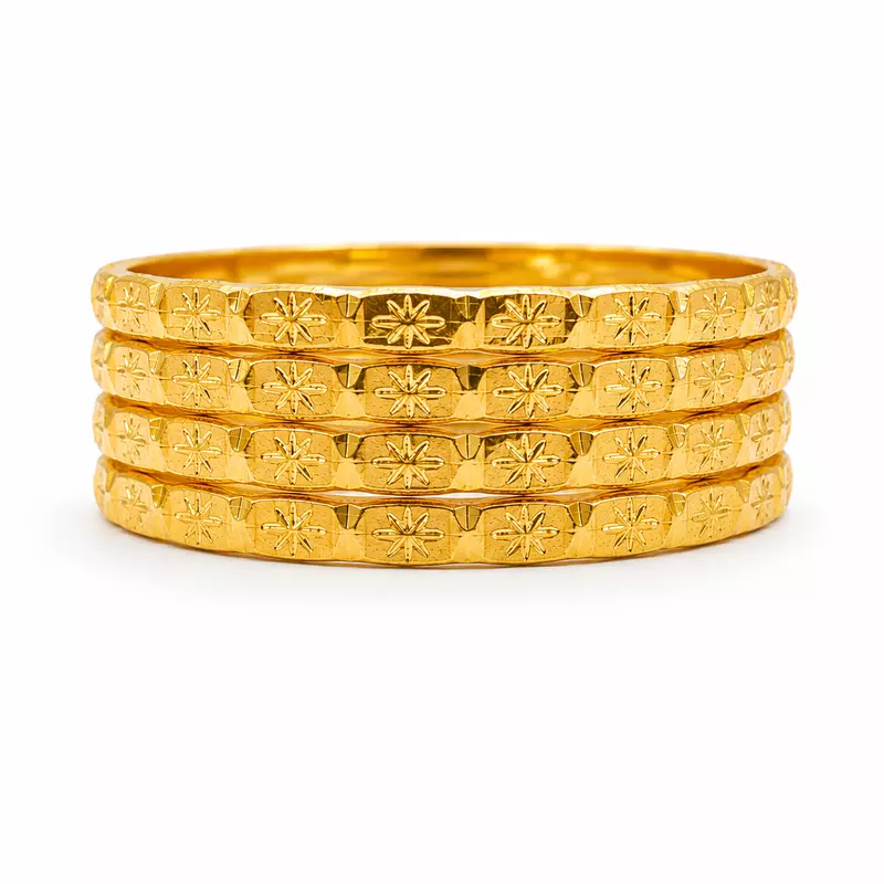 Traditional Panchaloha Bangles for Women | Designer Engraved Five Metal Bangle Set