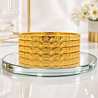 Traditional Panchaloha Bangles for Women | Designer Engraved Five Metal Bangle Set