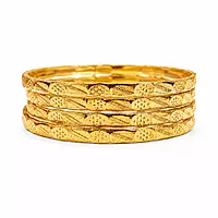 Traditional Panchaloha Designer Bangles for Women | Engraved Five Metal Bangle Set