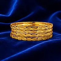 Traditional Panchaloha Designer Bangles for Women | Engraved Five Metal Bangle Set