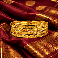 Traditional Panchaloha Designer Bangles for Women | Engraved Five Metal Bangle Set