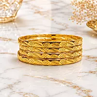 Traditional Panchaloha Designer Bangles for Women | Engraved Five Metal Bangle Set