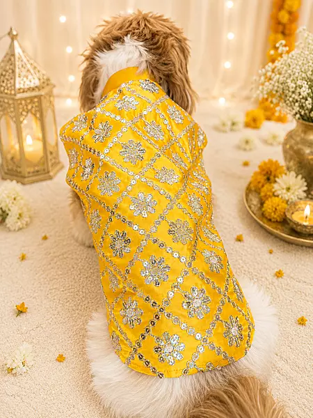 Yellow Mirror Festive Kurta for Dogs
