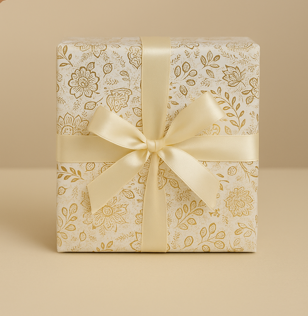 Regal Gold Floral on Ivory Gift Wrap