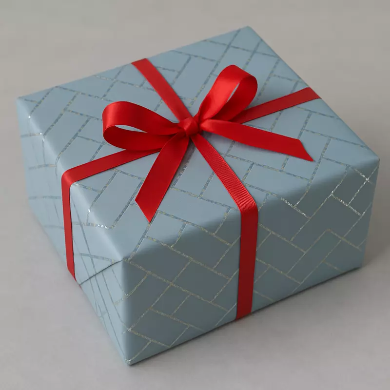 Blue Holographic Foil Herringbone Pattern Gift Wrap