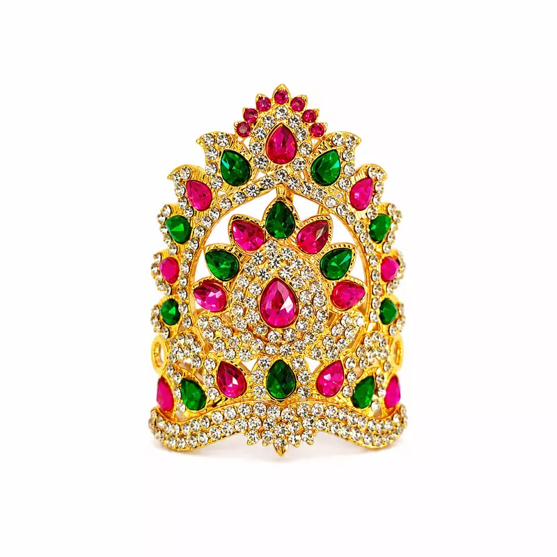 Premium Gold Plated Designer Cuff Bracelet for Women | Ruby Green Stone Kundan Style Bangle
