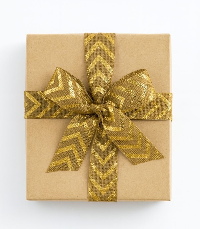 Jute Ribbon with Gold Chevron