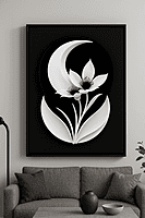 Minimalist Monochrome Flower Wall Art – Black White Botanical Décor