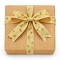 Delicate Flower Check Ribbon-Yellow-2.5 cms-20 yards