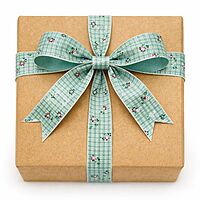 Delicate Flower Check Ribbon-DarkSeaGreen-2.5 cms-20 yards