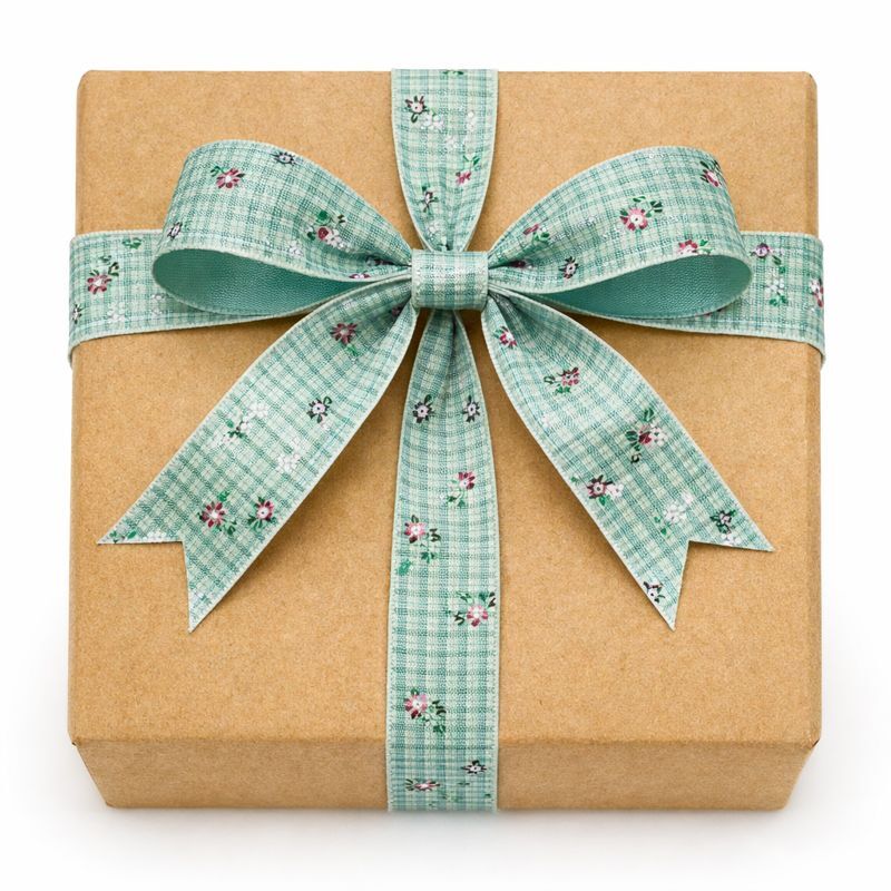 Delicate Flower Check Ribbon-DarkSeaGreen-2.5 cms-20 yards