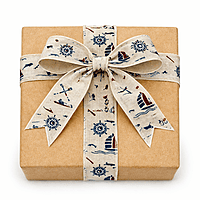 Burlap Printed Ribbon-Sailor-5 cms-5 Yards