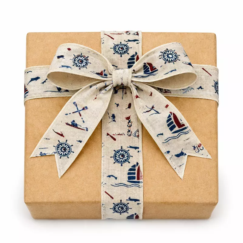 Burlap Printed Ribbon-Sailor-5 cms-5 Yards