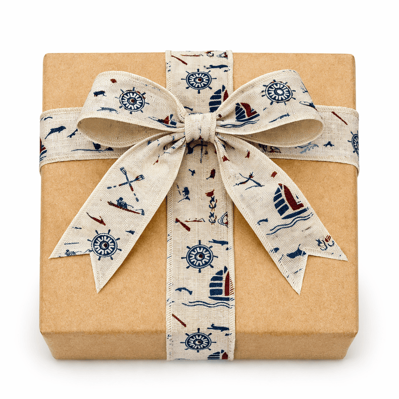 Burlap Printed Ribbon-Sailor-5 cms-5 Yards