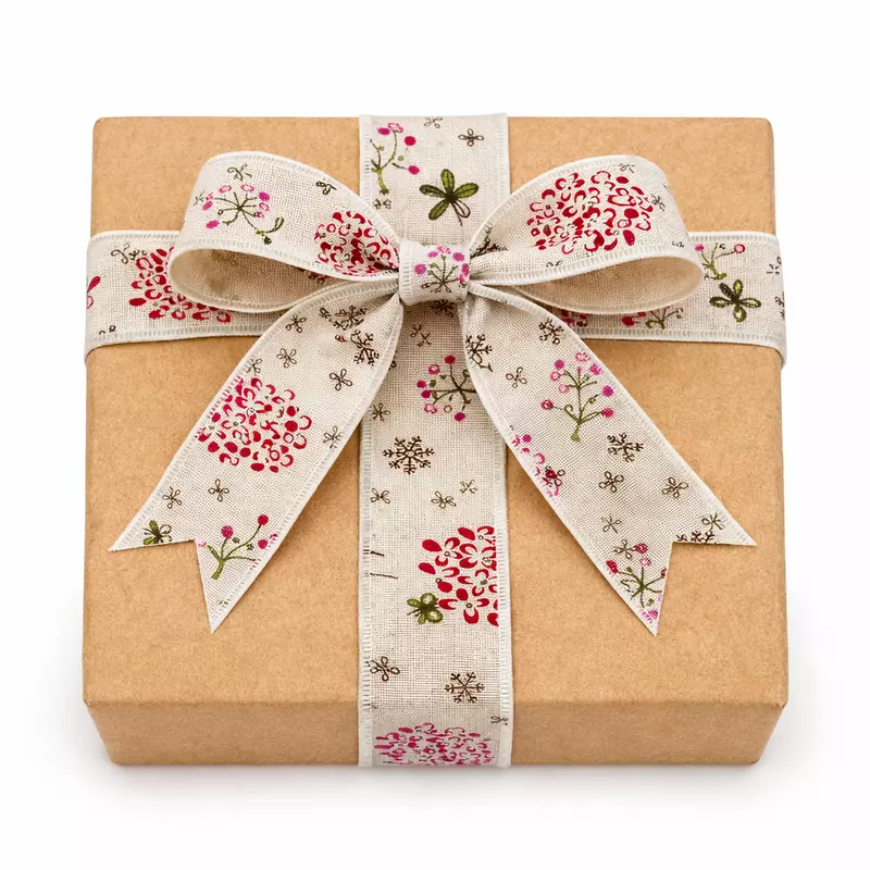 Burlap Printed Ribbon-Red Flower-5 cms-5 Yards