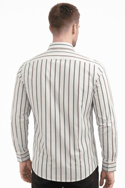 Men’s Striped Shirt – 100% Cotton, Slim Fit