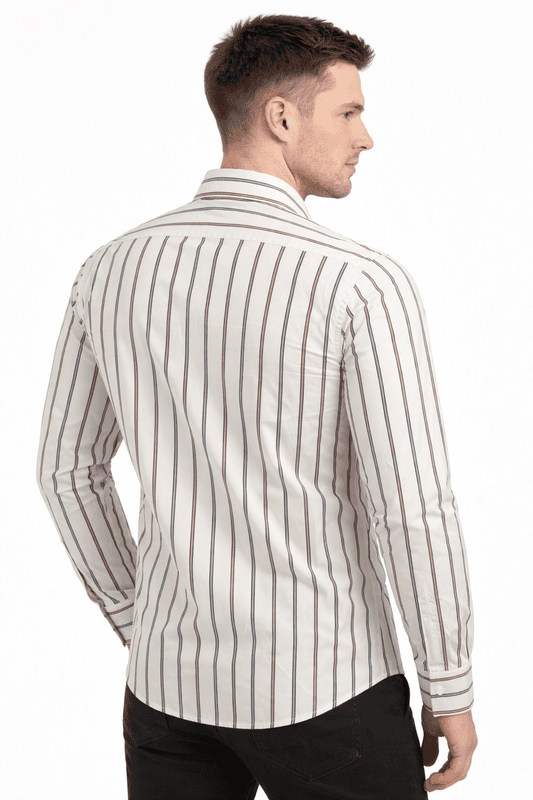 Men’s Striped Shirt – 100% Cotton, Slim Fit