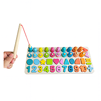 Wooden Educational Puzzle Board with Numbers, Shapes & Arithmetic Game