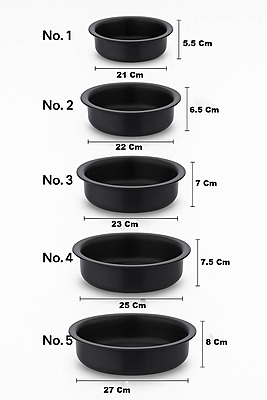 Granny Kitchen India Gold Hard Anodised Lagadi Pan/Tope Set of 5 | Sizes No. 1, 2, 3, 4 & 5