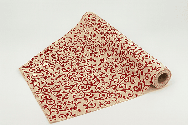 Faux Jute Roll - Maroon Print