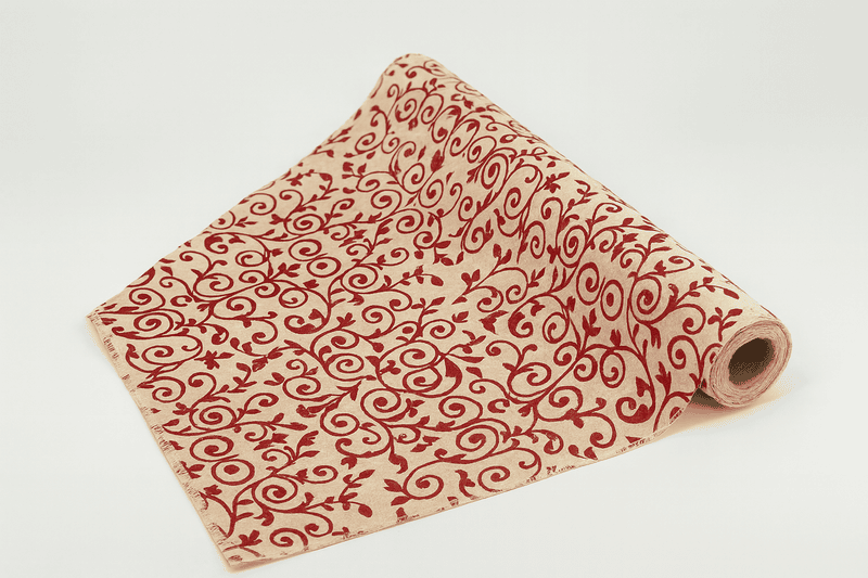 Faux Jute Roll - Maroon Print