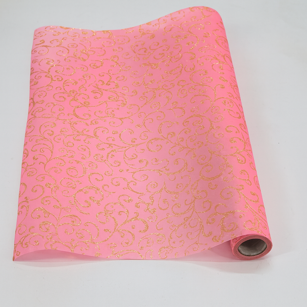 Pink with Gold Swirleys