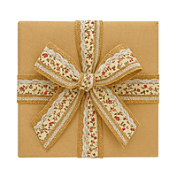 Natural Jute Ribbon with floral & lace center