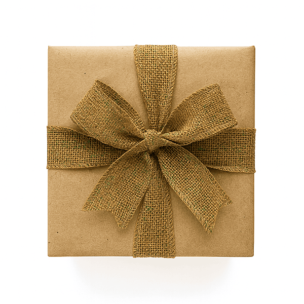 Natural Burlap Ribbon with Green Dots
