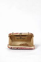 Multicolor Embroidered Clutch with Gold Chain Strap