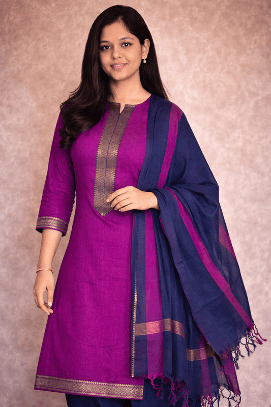 Chettinad cotton salwar suit with dupatta