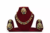 Royal Gold-Plated Necklace, Maang Tikka and Earring Set