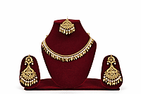 Royal Gold-Plated Necklace, Maang Tikka and Earring Set
