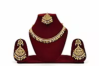 Royal Gold-Plated Necklace, Maang Tikka and Earring Set