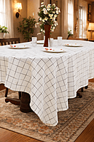 Cotton Yarn Dyed Checkered Table Cloth – Elegant Dining Table Cover
