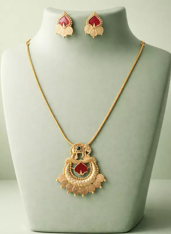 gold-tone pendant necklace set