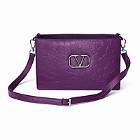 Violet Luxe Embossed Chain Shoulder Bag