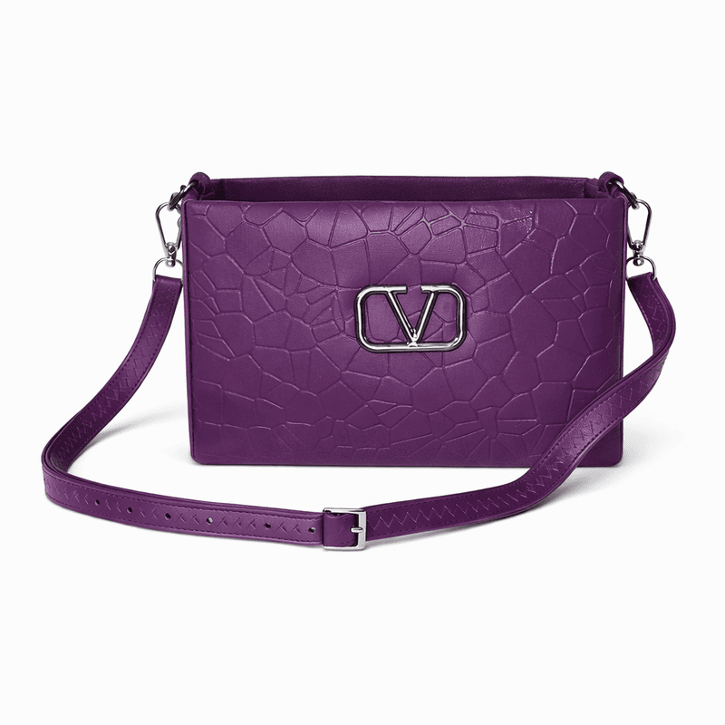 Violet Luxe Embossed Chain Shoulder Bag
