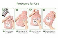 2L Hot Water Bottle with Plush Cover – Leak-Proof Heat Bag for Pain Relief (2000ml)