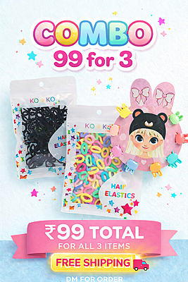 ₹99 Combo Hair Accessories Set | Hair Elastics, Clips & Bands for Girls | 3 in 1 Value Pack