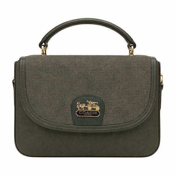 Structured Top Handle Handbag with Gold Accent