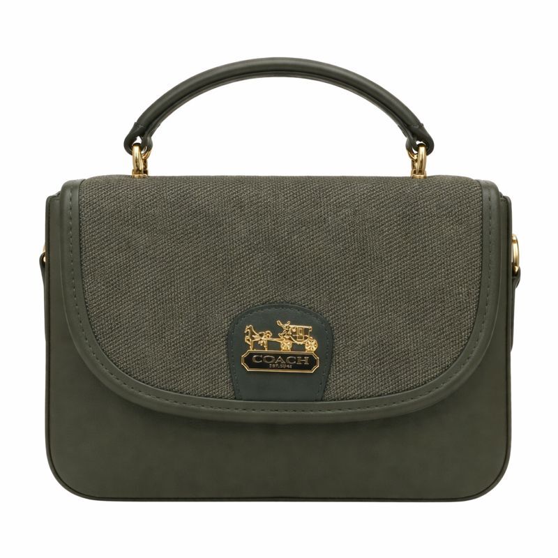 Structured Top Handle Handbag with Gold Accent