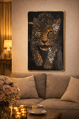 Majestic Leopard Crystal Wall Art | Resin Crystal Embedded | Dust Resistant Luxury Home Décor Majestic Leopard Crystal Wall Art | Resin Crystal Embedded | Dust Resistant Luxury Home Décor