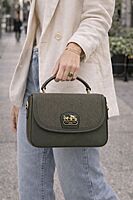 Structured Top Handle Handbag with Gold Accent