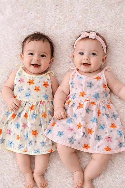 Muslin Knot Frock Combo of 2