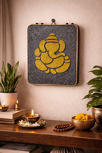 Handmade Glitter Ganesha Resin Art Wall Hanging | 9 x 12 Inch Decorative MDF Wall Art | Gold & Black Spiritual Home Decor for Living Room, Pooja Room & Office Handmade Glitter Ganesha Resin Art Wall Hanging | 9 x 12 Inch Decorative MDF Wall Art | Gold & Black Spiritual Home Decor for Living Room, Pooja Room & Office
