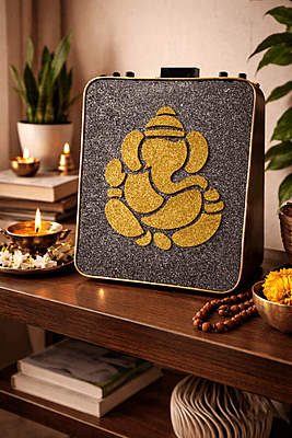 Handmade Glitter Ganesha Resin Art Wall Hanging | 9 x 12 Inch Decorative MDF Wall Art | Gold & Black Spiritual Home Decor for Living Room, Pooja Room & Office Handmade Glitter Ganesha Resin Art Wall Hanging | 9 x 12 Inch Decorative MDF Wall Art | Gold & Black Spiritual Home Decor for Living Room, Pooja Room & Office